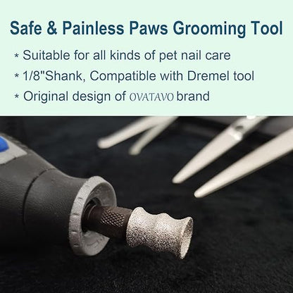 Nail Diamond bits for Dremel - Dog Nail Grinder Attachment for Large Medium Small Dogs - 1/8" Pet Nail Grinder Wheel Work with Dremel for Pet Nail Care (A