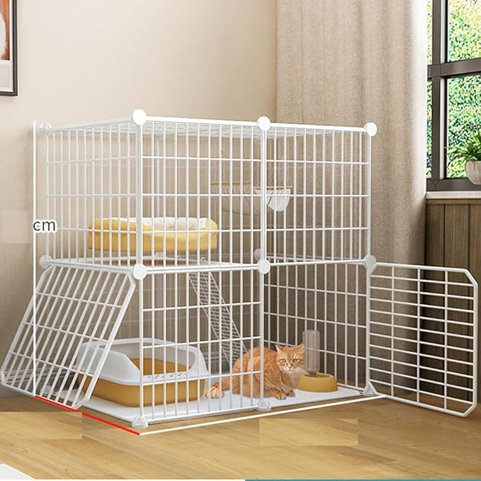 Cat Cage Indoor DIY Cat Playpen Detachable Metal Wire Kennels Cat Cage Indoor Cat Enclosures DIY Cat Playpen Metal Kennel (2 Tier)