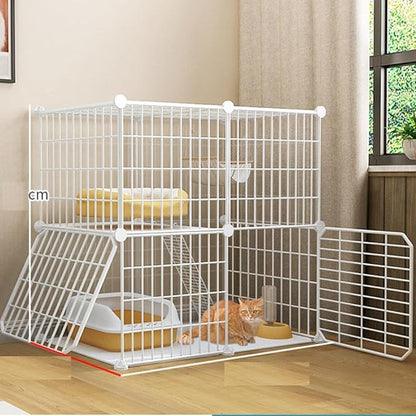 Cat Cage Indoor DIY Cat Playpen Detachable Metal Wire Kennels Cat Cage Indoor Cat Enclosures DIY Cat Playpen Metal Kennel (2 Tier)