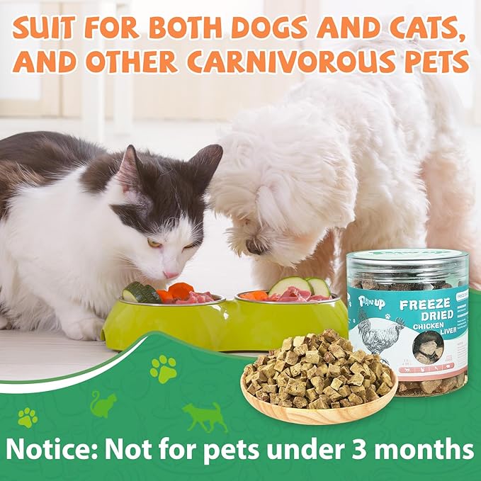 Freeze Dried Chicken Liver Pet Treats, High Protein Freeze-Dried Pet Food for Dogs, Cats, Fresh Ingredient Snacks, 2.1 oz, Rawhide Free&Grain Free