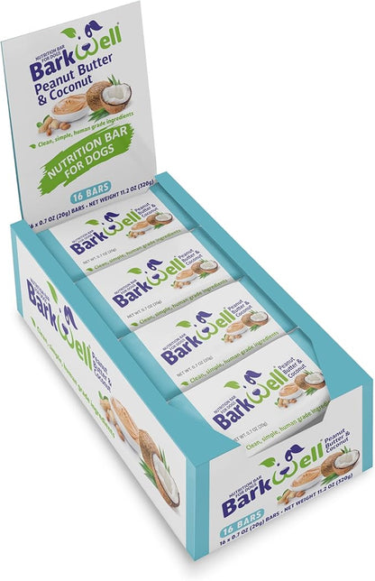 Peanut Butter Nutrition Bars for Dogs, 0.7 Ounce, 16-Pack (Coconut) Dog Treat, 100% Natural Dog Peanut Butter, Stuff Toy, Snuffle mat, Semi-Moist Dog Snack, Made in The USA