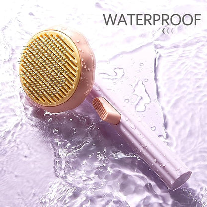 Cat Grooming Brush Dog Brush for Shedding Pet Pin Brushes for Long and Short Hair Self Cleaning Slicker Brush Gently Removes Loose Undercoat for Cats and Dogs, Orange and Pink