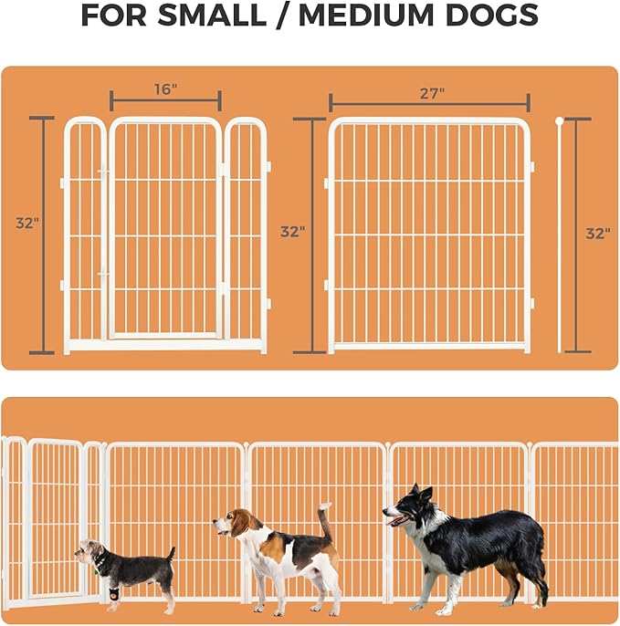 FXW Homeplus Dog Playpen for Indoor Use - Stress-Free and Safe Play, Heavy Duty 32 Inch 8 Panels Dog Pen for Puppies, Small and Medium Dogs, White_atented