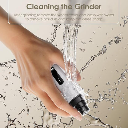 Dog Nail Grinder, Upgrade IP67 Waterproof 3-Speed LED Light-Small Medium and Large Cat and Dog Nail Trimmers Super Quiet, Rechargeable Pet Painless Nail Grinder, White