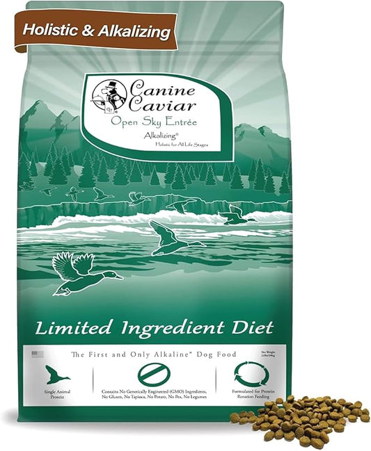 Canine Caviar - Open Sky: Duck & Teff Alkaline Dry Dog Food, Limited Ingredients, Gluten-Free, Based on Science & Research, Veterinary Alternative Diet (11 Pound Bag)