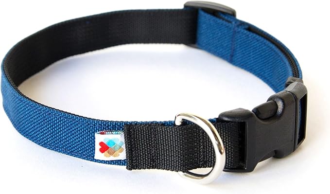 Dog Collar, Lightweight, Heavy Duty Dog Collar with Buckle, Fabric Pet Collar, Breathable & Adjustable Puppy Collar, Dog Collars for Medium Dogs (Navy, Medium - 10-16 Inch) - Wildebeest