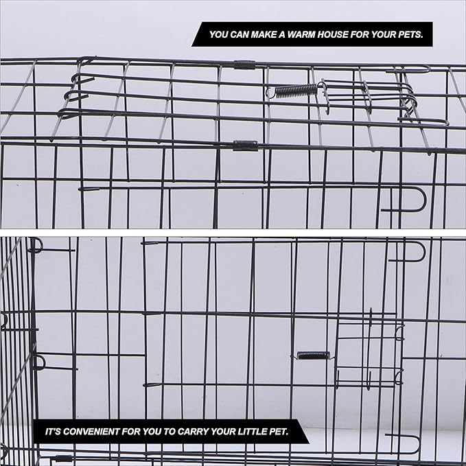 POPETPOP Dog Kennel Pet Folding Cage Collapsible Dog Cage Indoor Outdoor Dog Crate Small Metal Wire Dog Crate with Leak- Pan Portable Pet Cage for Puppy Cat Rabbit Large Dog Crate