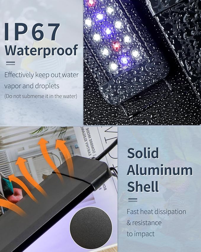 Pawfly 6 W Terrarium Light for 6" to 10" Terrariums Extendable Reptile Tank Light with Full Spectrum Brilliant White Blue Red Lights with Day & Night Modes and Adjustable Brightness