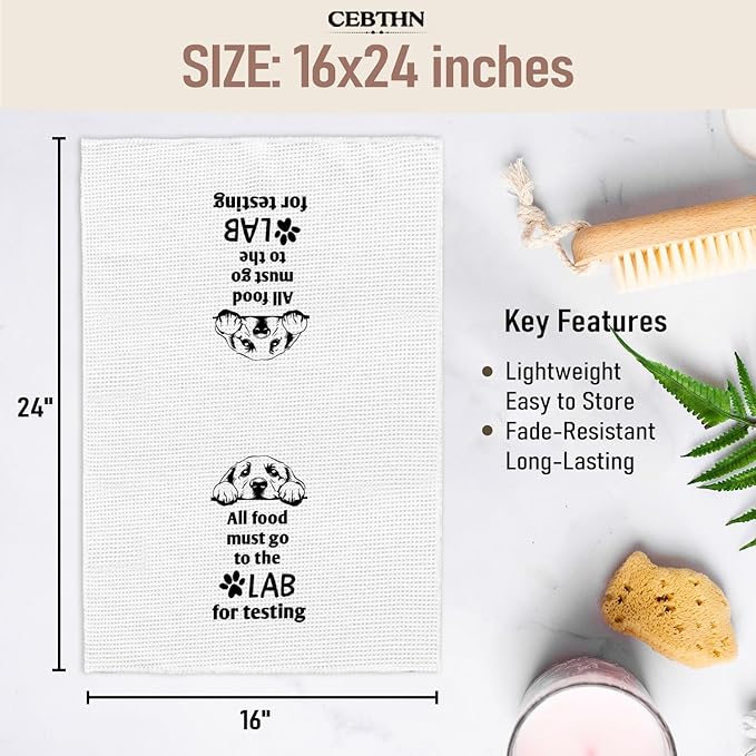 All Food Must Go to The Lab for Testing Kitchen Towels 24x16, Funny Labrador Retriever Gifts, Dish Hand Towel for Farmhouse Kitchen Decor