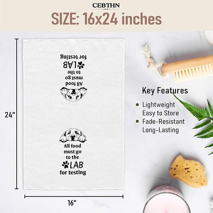 All Food Must Go to The Lab for Testing Kitchen Towels 24x16, Funny Labrador Retriever Gifts, Dish Hand Towel for Farmhouse Kitchen Decor