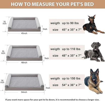 BFPETHOME Dog Beds for Large Dogs, Orthopedic Dog Bed for Medium Large Dogs,Big Waterproof Couch Dog Pet Bed with Removable Washable Cover