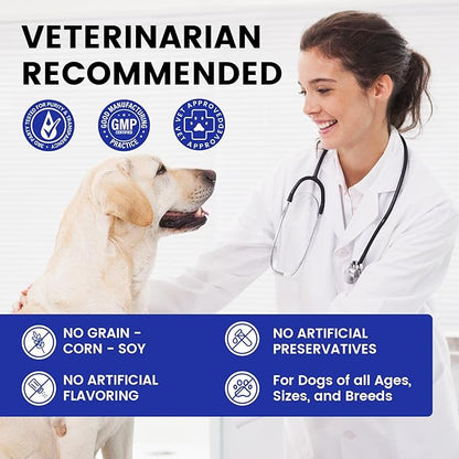 Fish Oil for Dogs – Dog Fish Oil Supplement with Salmon Oil from 8 Deep-Sea Fish, Rich in DHA & EPA for Skin & Coat Health, Allergy Relief, MSM, Plus Probiotics for Gut – 180 Soft Chews