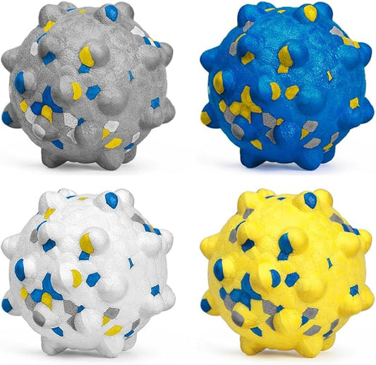 Upgrade Dog Balls for Aggressive Chewers, Indestructible Tennis Balls for Dogs, Durable Bouncy Dog Toy Balls, Interactive Dog Toys for Fetch Game, Lightweight Floating Dog Toys (4Pcs Small Size)