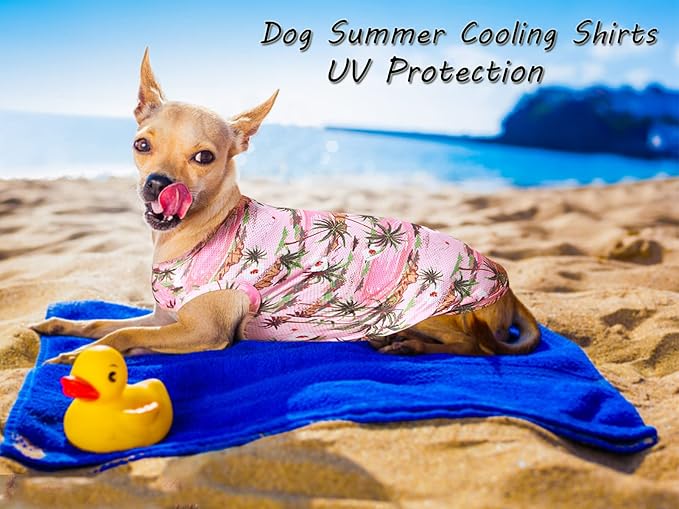 Dog Hawaiian Shirts,Summer Cooling Quick Dry Mesh Breathable Lightweight Tee-Shirt for Large Boy Girl Dog,Pink+Blue XXXL