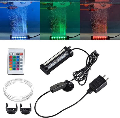 Carefree Fish Aquarium 4/8/12/16/24/40In Led Nanometer Materials Air Stone Strip Ⅱ and Tube Fish Tank Oxygen Stone Bubble Wall RGB Light Waterproofing Grade IP68(Air Pumps not Included