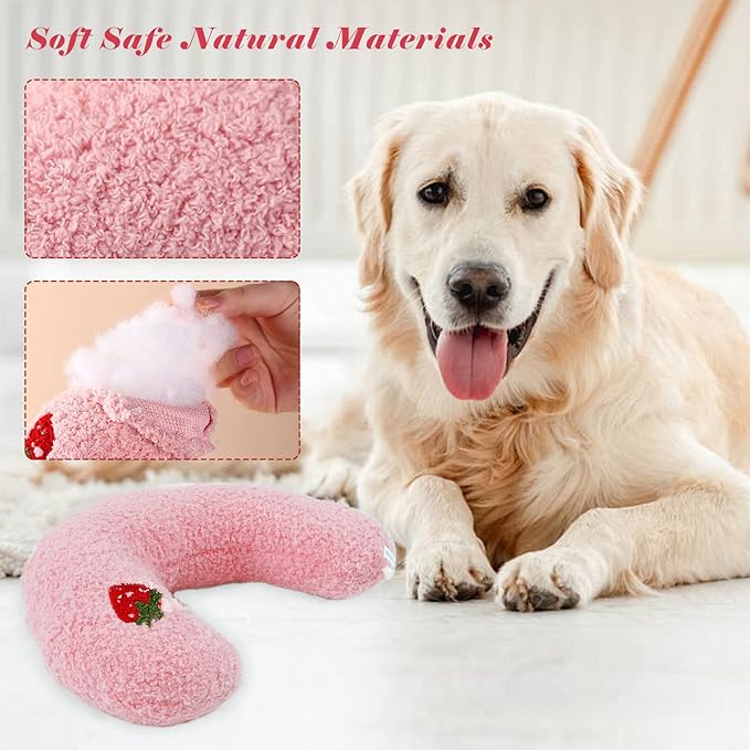 T'CHAQUE Dog Pillow Bed, Cat Calming Pillow, Dog Neck Pillow for Joint Relief Sleeping, Ultra Soft Half Donut Cuddler, Pillow Pet for Upper Spine Support, Doggy/Kitten Pillow Training Toy, PinkCherry