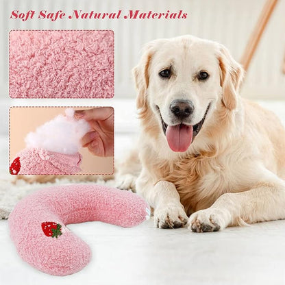 T'CHAQUE Dog Pillow Bed, Cat Calming Pillow, Dog Neck Pillow for Joint Relief Sleeping, Ultra Soft Half Donut Cuddler, Pillow Pet for Upper Spine Support, Doggy/Kitten Pillow Training Toy, Pink