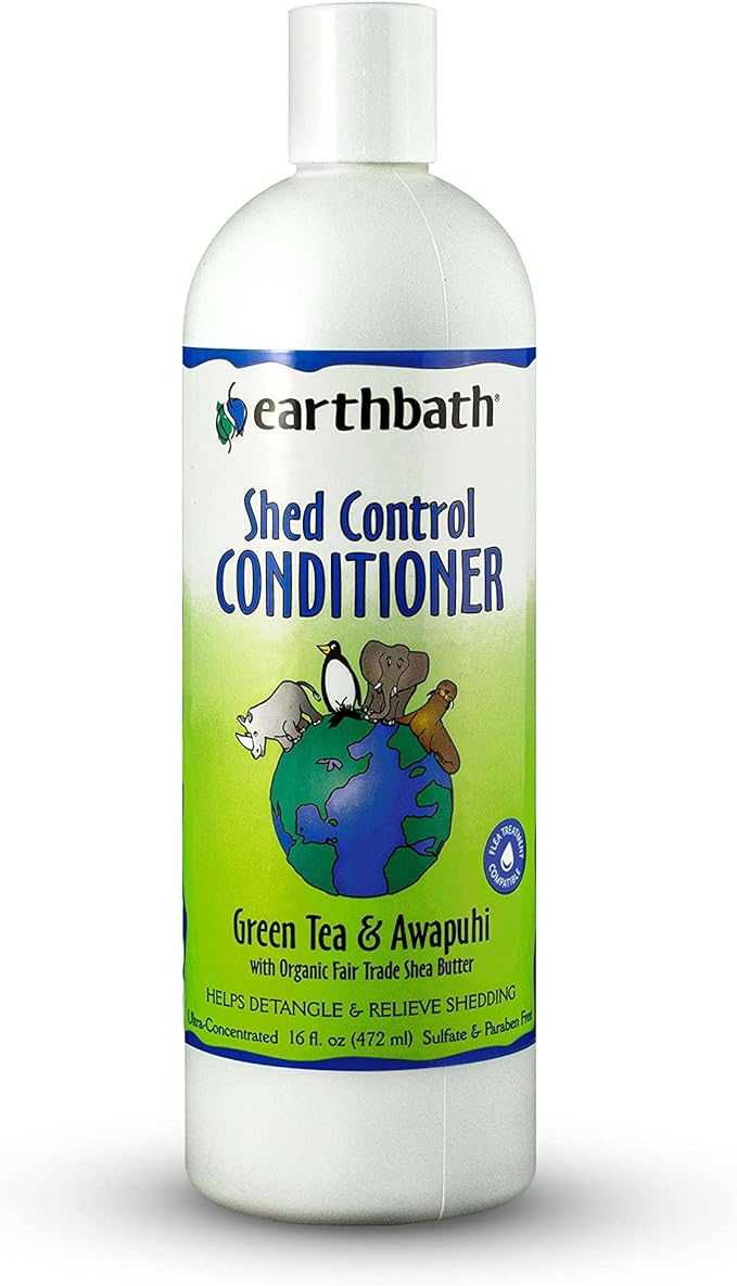 earthbath, Green Tea & Awapuhi Shed Control Dog Conditioner - Cruelty Free Dog Shampoo, Helps Relieve Shedding & Dander, Gentle Dog Wash, Made in USA, Dog Bathing Supplies - 16 Oz (1 Pack)