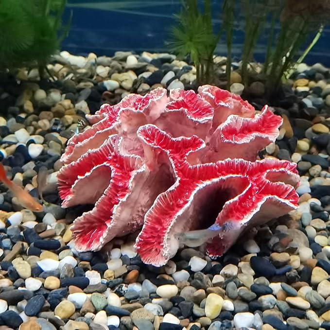 Fish Tank Decoration Coral Aquarium Decoration Simulation Coral Decoration Fighting Fish Dodge Cave Betalie Fish Home Colorful Coral Mountain (Large Orange Coral)