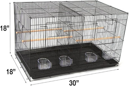 Lot of 4 Breeding Bird Carrier Cage with Dividor 30 x 18 x18 for Parakeet Canary Finch Loverbird (Black)