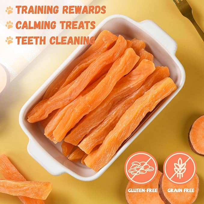 Sweet Potato Dog Treats, Healthy Low Fat Dog Chews Rawhide Free Grain Free Training Treats for Small Medium Large Dogs 27-31 Counts