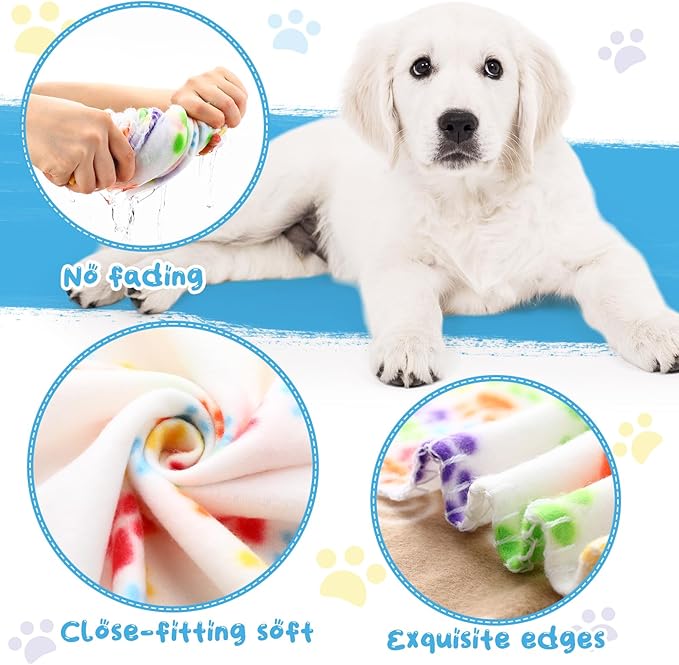 Eccliy 20 Pcs Puppy Blanket Pet Soft Fleece Dog Blankets Warm Felt Throw Sleep Mat Bed Covers for Doggie Puppy Pet Dogs Cat, 20 Styles(39 x 27.6 Inch,Mix)
