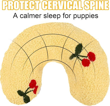 BABORUI Large Dog Calming Pillow for Dogs, U Shaped Dog Neck Pillow for Joint Relief Sleeping Improve, Machine Washable Pet Pillow for Dogs & Cats(Yellow)