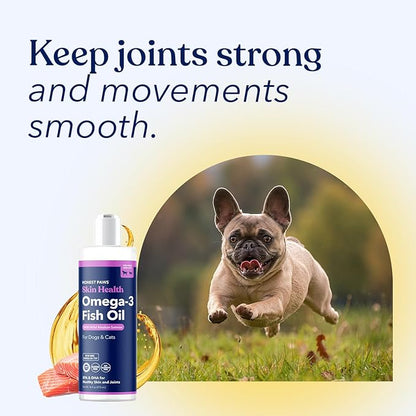 Honest Paws Wild Alaskan Salmon Oil for Dogs & Cats  Omega 3 Fish Oil Supplement for Skin, Coat, Joint & Heart Health  Natural, Sustainably Sourced, 16 oz