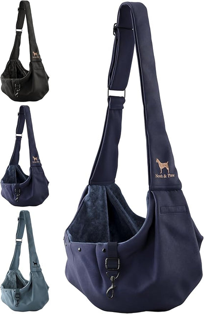 Noah & Paw Dog Sling Carrier for Small Dogs 5-18lb, Dog Sling for Small Dogs and Cats, Dog Carrier with Adjustable Padded Strap, Premium Twill, Lined with Fur, Double Safety Feature, Machine Washable