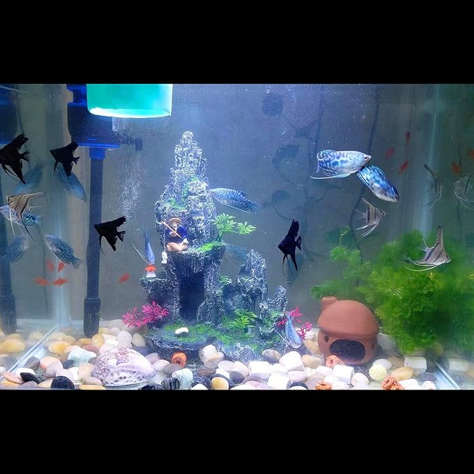 Aquarium Décor Thematic Ornaments-Mountain View Stone Ornament Tree Rock Cave Fish Tank Decoration Fish Rest Play Hiding Cave