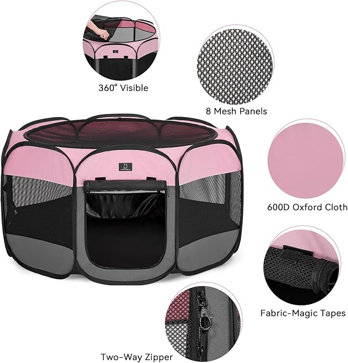 A4Pet Dog Playpen, Pet Playpen Indoor/Outdoor - Portable, Foldable Design - Ideal for Dogs, Kittens, and Small Animals - Removable Zipper & Collapsible Travel Bowl
