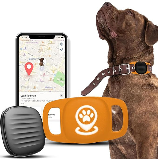 Dog Tracker Smart Pet Location Tracker with Collar Holder, Smart Item Finder, MFi Certificated Dog Tracking Device, No Monthly Fee, Works with Apple Find My,Not GPS(iOS Only) Butter Yellow