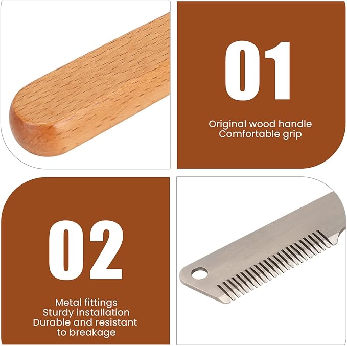Dog Stripping Knife, Multifunction Pet Cat Dog Hand Stripping Knife Remove Floating Hair, Wood Handle Pets Stripper Trimmer Tool to Keeps Hair Clean, Promotes Circulation