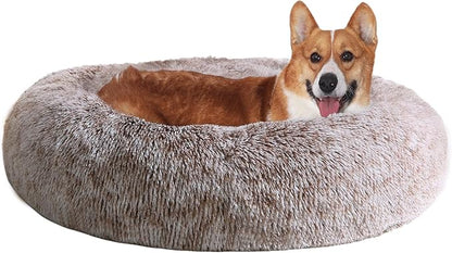 JOLLYVOGUE Dog Beds, Calming Small Dog Bed, Anti-Anxiety Dog Bed for Small Dogs, Fluffy Donut Dog Bed, Cozy Dog Cat Cushion Bed for Small Medium Dogs (24")