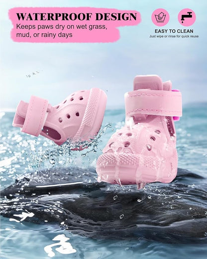 Dog Boots for Hot Pavement & Snow, Waterproof Non-Slip Dog Shoes with Reflective Straps, Adjustable Pet Booties for Small to Large Dogs, Outdoor Paw Protection, 4Pcs