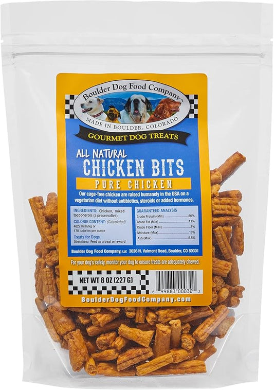 Chicken Bits: Pure Chicken Dog Treats - All Natural Treats for Dogs. Vet Approved, Limited Ingredients, Grain Free, Healthy & Nutritious Treats for Dogs (Chicken, 8oz)