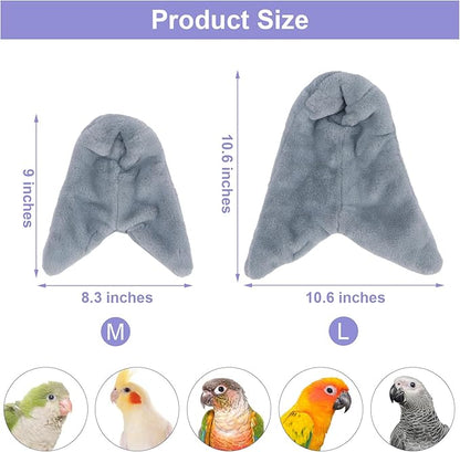 Cozy Bird Blanket Parrot Cage Snuggle Hut Warm Bird Nest House Bed Hanging Hammock for Parakeet Cockatiel Conure African Grey (Large, Grey)