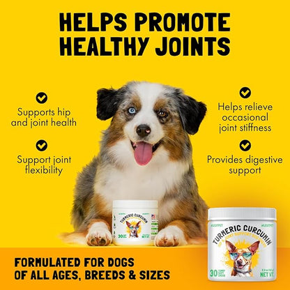 LEGITPET Turmeric Curcumin Hip & Joint Supplement for Dogs  Supports Mobility, Comfort & Overall Wellness  with Collagen & BioPerine  30 Chews