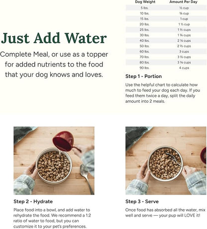 360 Pet Nutrition Raw Freeze-Dried Dog Food, High Protein, Balanced Meal, Chicken, Liver, Heart, Fruit, Veggies, Superfoods, No Fillers, 16 oz Food/Bites/Kibble (Chicken)