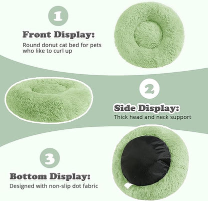 JOLLYVOGUE Dog Beds, Calming Small Dog Bed, Anti-Anxiety Dog Bed for Small Dogs, Fluffy Donut Dog Bed, Cozy Dog Cat Cushion Bed for Small Medium Dogs (24")