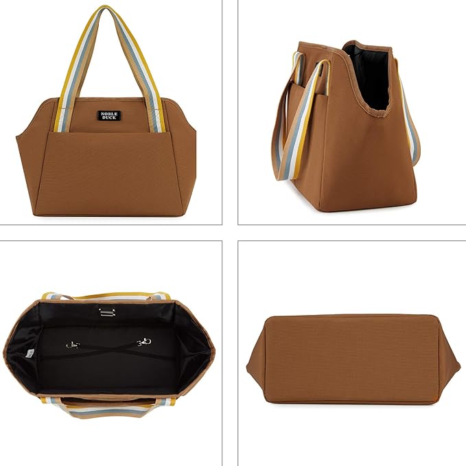 Small Dog Carrier Purse with Pockets, Portable Small Dog/Cat Soft-Sided Carrier with Adjustable Safety Tether, Versatile Pet Carrier Tote for Subway/Shopping/Hiking/Traveling (Khaki)