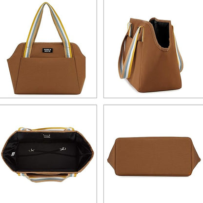 Small Dog Carrier Purse with Pockets, Portable Small Dog/Cat Soft-Sided Carrier with Adjustable Safety Tether, Versatile Pet Carrier Tote for Subway/Shopping/Hiking/Traveling (Khaki)