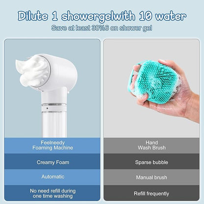 Dog Brush with Massage Head, Ergonomic Grip Handle,Electric Pet Bubble Bath Brush with Massage & Foaming Function, Ideal for Dogs and Cats, Gentle on Fur, Deep Cleansing
