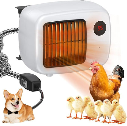 Dog House Heater, 300-600W Pet Heating for Dogs Chicken Coops Garage Greenhouse Gift for Farm Garden Lover, Anti Chew Cord & Safe Overheat Protection, Fast 2 Heating Mode