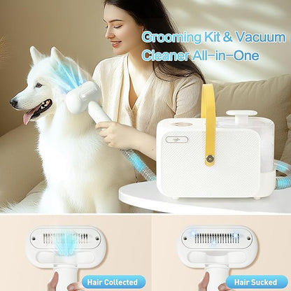 Dog Grooming Vacuum, Dog Grooming Kit 2L Pet Grooming Vacuum for Dogs with Nail Grinder Brush, 15000Pa Powerful Dog Vacuum for Shedding Grooming Vacuum Quiet 5in1 Pet Grooming Tools