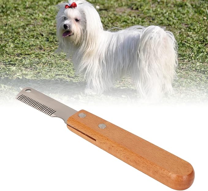 Dog Stripping Knife, Multifunction Pet Cat Dog Hand Stripping Knife Remove Floating Hair, Wood Handle Pets Stripper Trimmer Tool to Keeps Hair Clean, Promotes Circulation