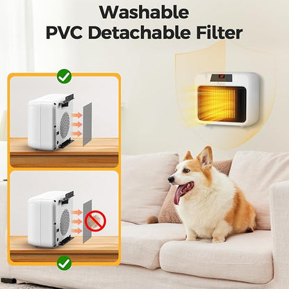 600W Dog House Heater, Space Heater for Dogs Chicken Coop Rabbits, Portable Dog House Heater with Digital Display, White Wall-Mounted Insulated Winter Pet Heater with Thermostat & Anti-Chew Cord