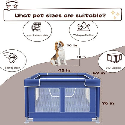 Dog Playpen 42 _ 42 Inch, Puppy PlayPen with Gate for Puppies, Small and Medium Dogs, Pet PlayPen for Outdoors & Indoors