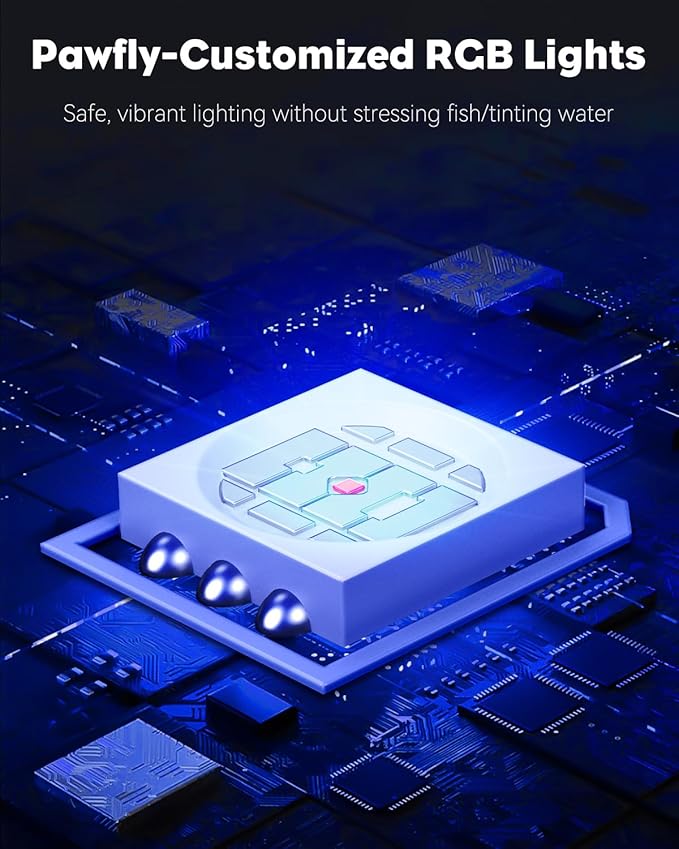 Pawfly 8 Inch 8 W Aquarium Color Enhancement Light for 8" to 15" Fish Tanks, IPX8 Waterproof Aquarium Enhancing LED Light, Brilliant RGB Lights with 7 Single Effects Timer & Adjustable Brightness
