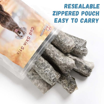 Cod Skins Dog Treats, All-Natural Chew Fish Skin Rolls, Rawhide-Free Natural One-Ingredient Healthy Dog Treat, Rich in Omega3 Protein 10.6 OZ
